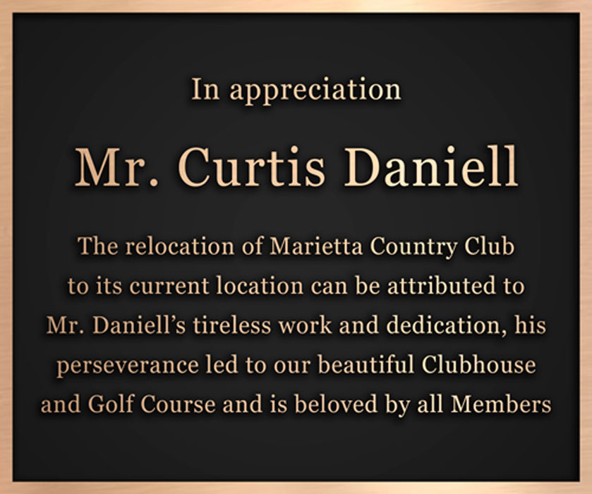 Country Club Donor Recognitionn Plaque