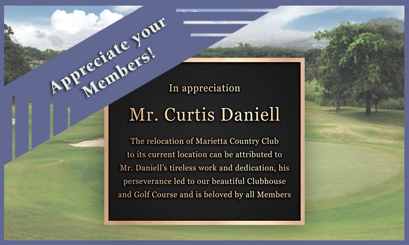 Include logos on your country club dedication plaque