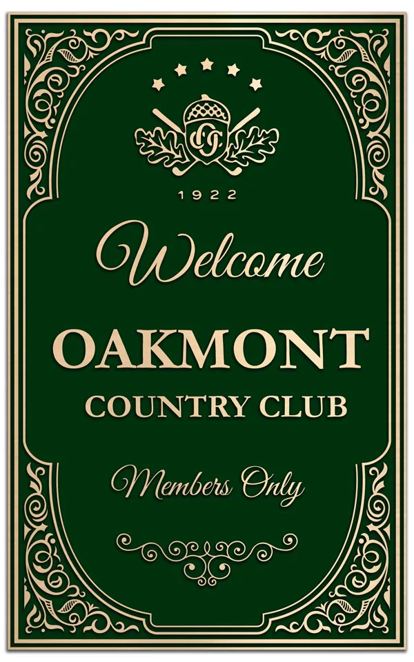Bronze country club welcome and entrance plaque.