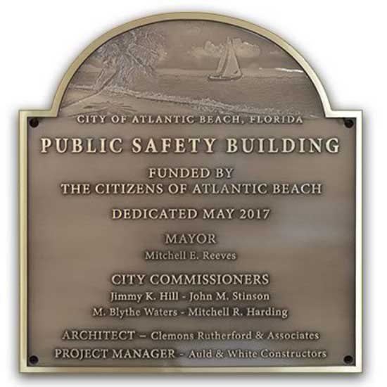 A Public Safety Dedication Plaque for the City of Atlantic Beach.