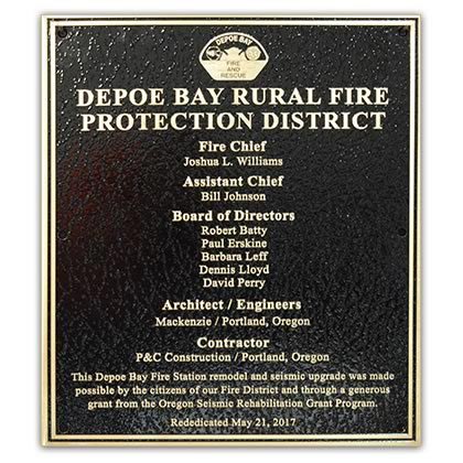 a dedication for a new rural fire station plaque