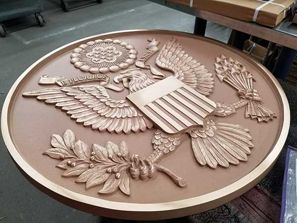 A large cast bronze plaque for a courtroom.