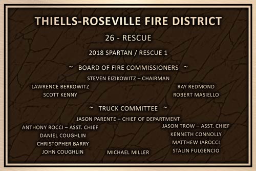 Fire district rescue building dedication plaque