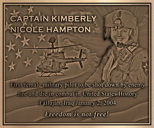 Bronze memorial plaque honoring Captain Kimberly Hampton