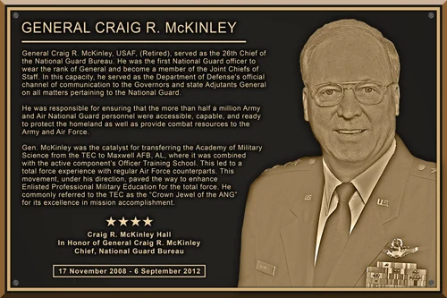 Bronze dedication plaque for Craig R. McKinley Hall