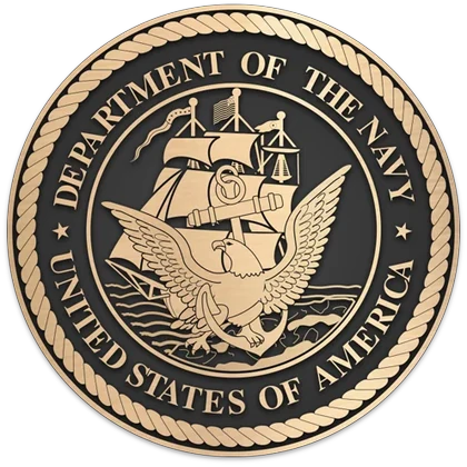 Cast bronze Department of the Navy seal on a darkened field